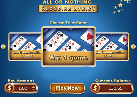 Lucky99 Mini Game All or Nothing Klondike Strict Solitaire is Ready to Play on Your Mobile Device.