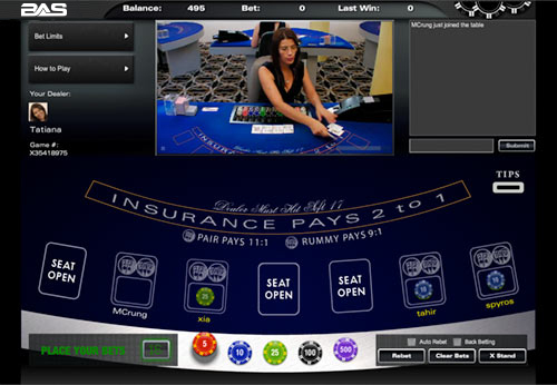 Live Dealer Blackjack Early Payout Screen Shot